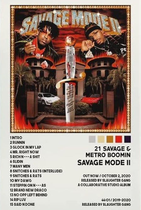 21 SAVAGE " SAVAGE MODE 2" CANVAS POSTER