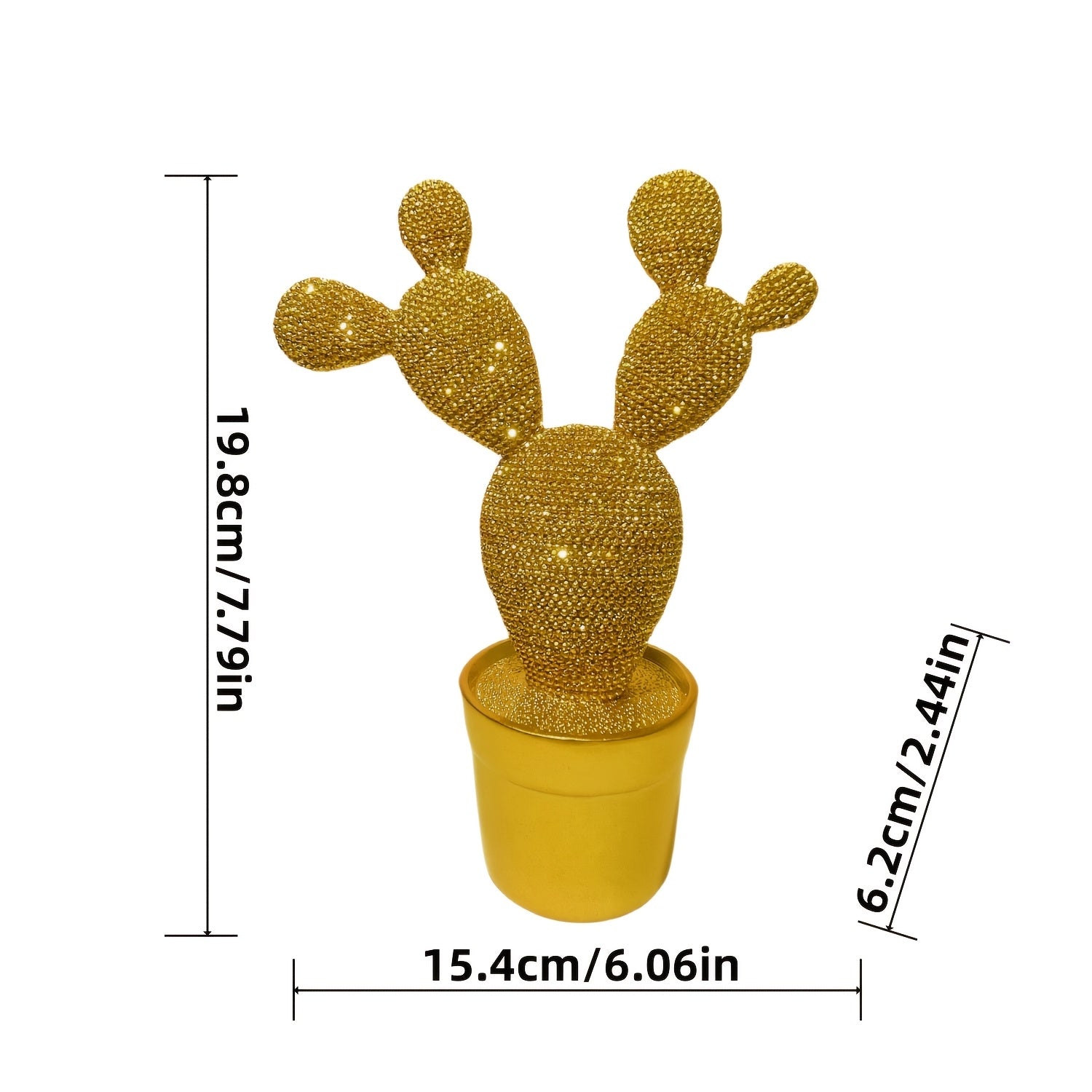 Tnessential Sparkly Green Cactus Statue 3D Decor