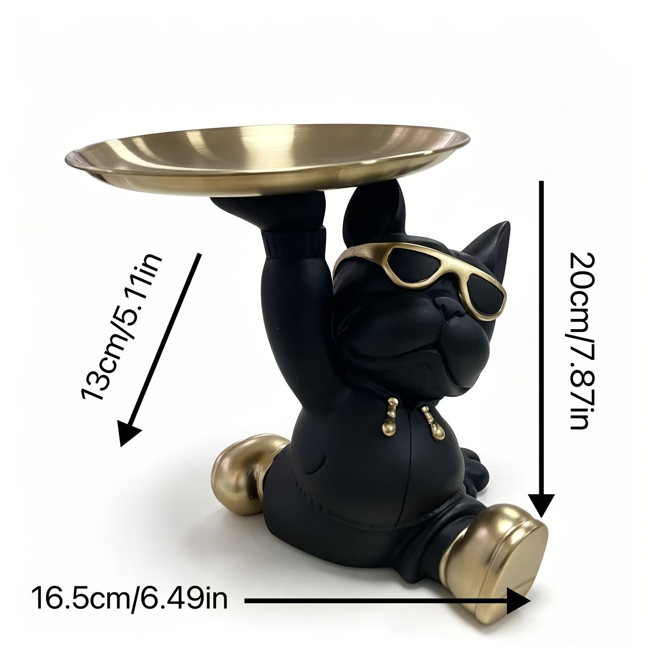 Tnessential Cute Black Bulldog Resin Statue 3D Decor