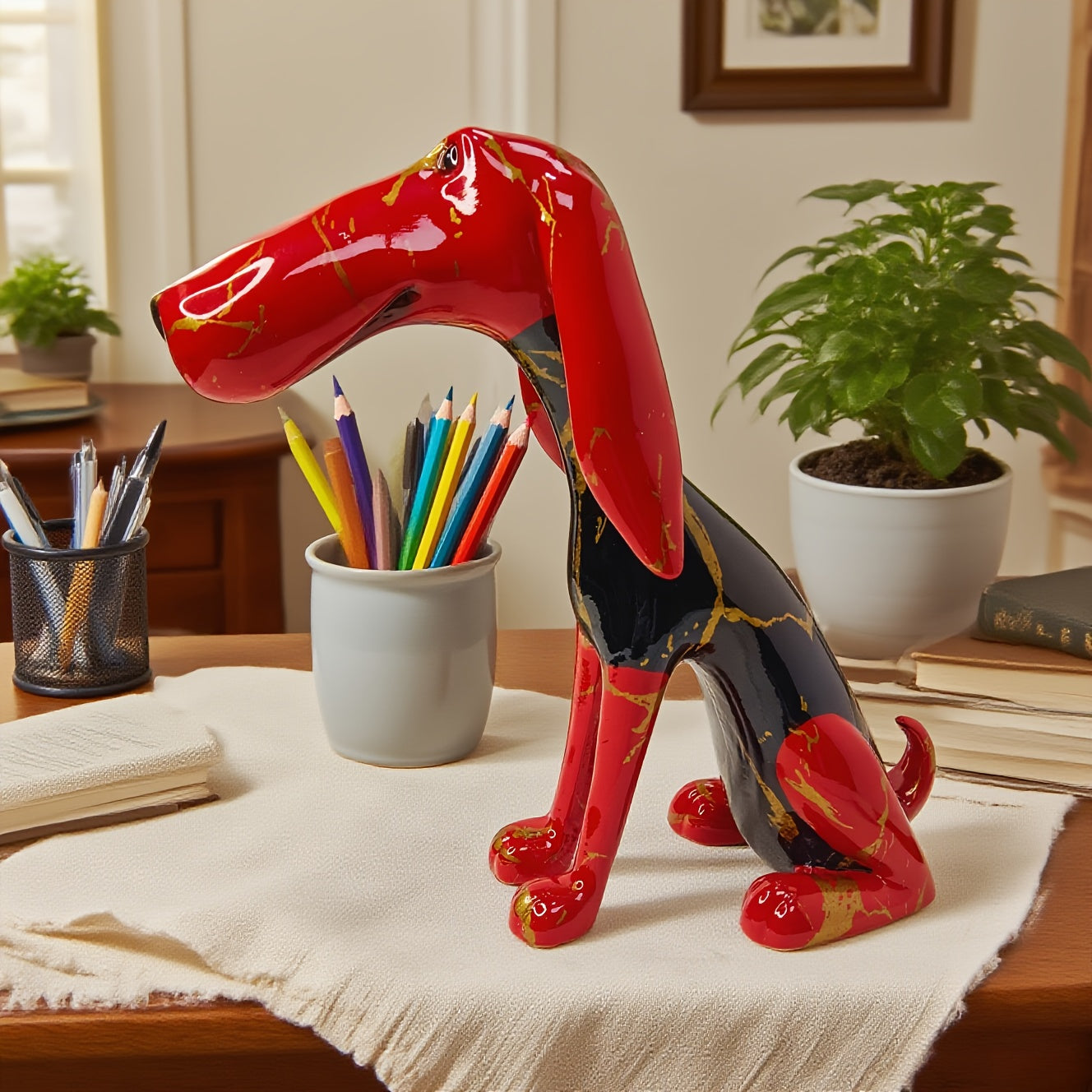Tnessential 1pc Abstract Resin Dachshund Dog 3D Decor