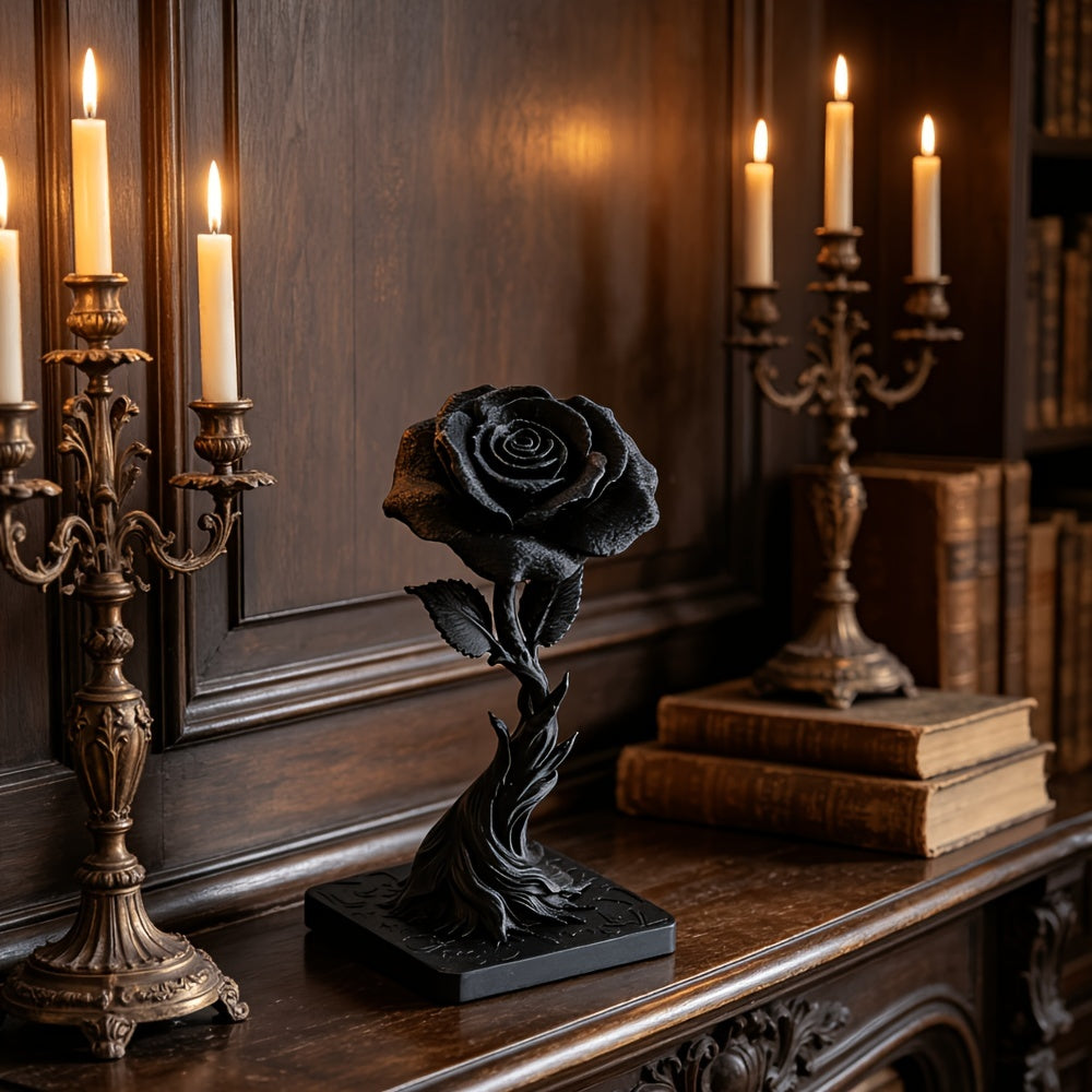 Tnessential Dark Eternal Tree-shaped Black Rose Ornament with 3D Decor