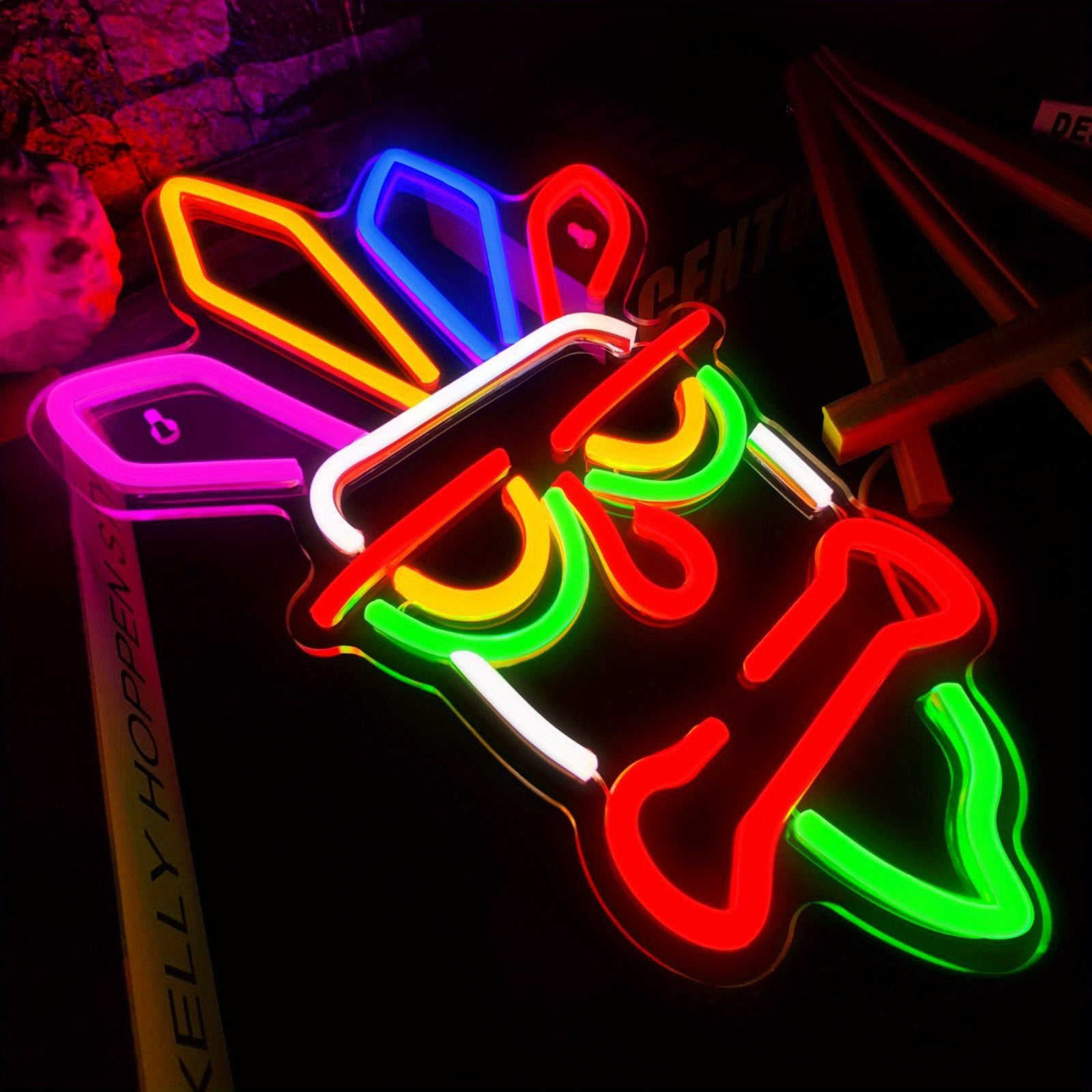 Tnessential Vibrant RGB LED Tiki Mask Neon Sign 3D Decor