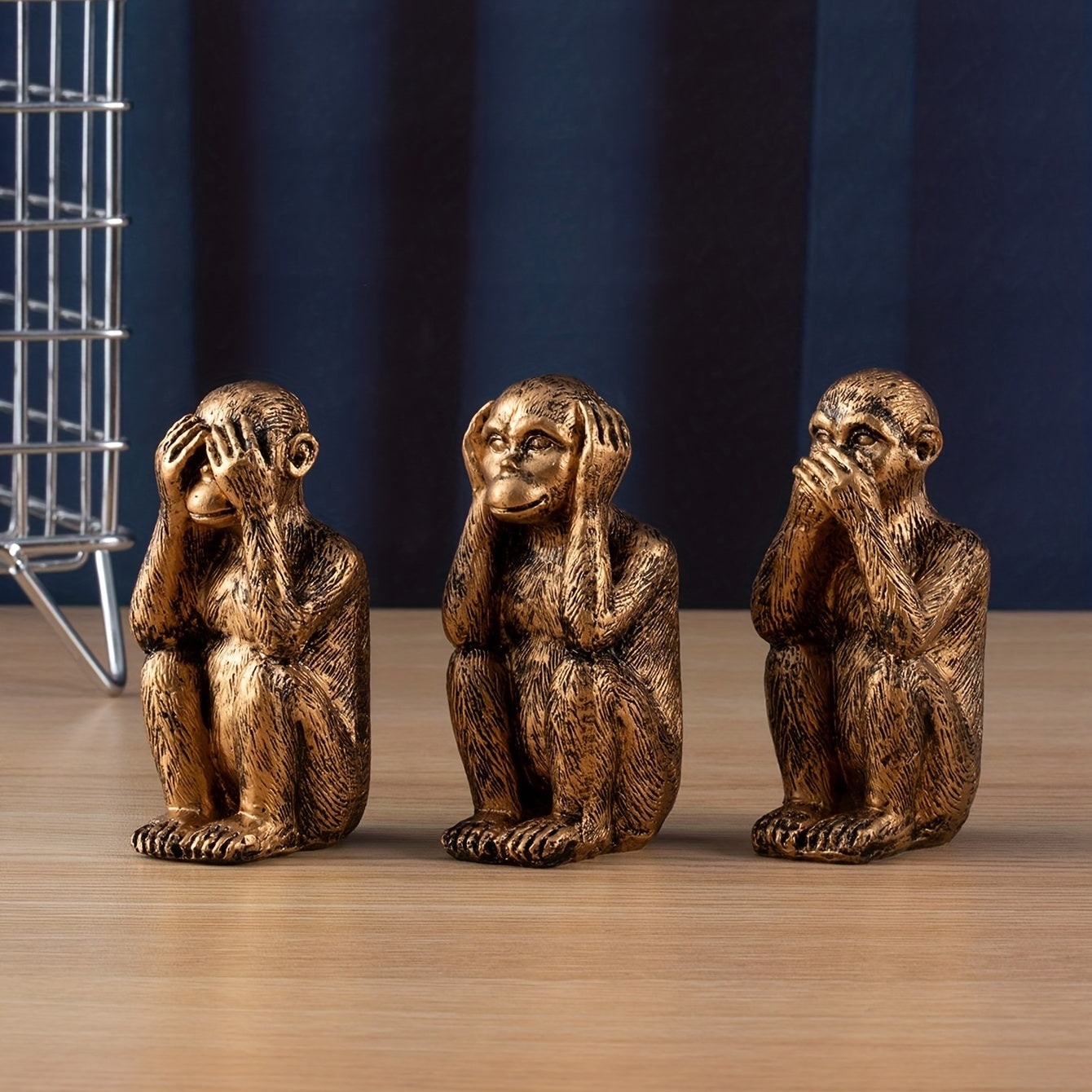 Tnessential Set Modern Resin Monkey Sculpture for 3D Decor