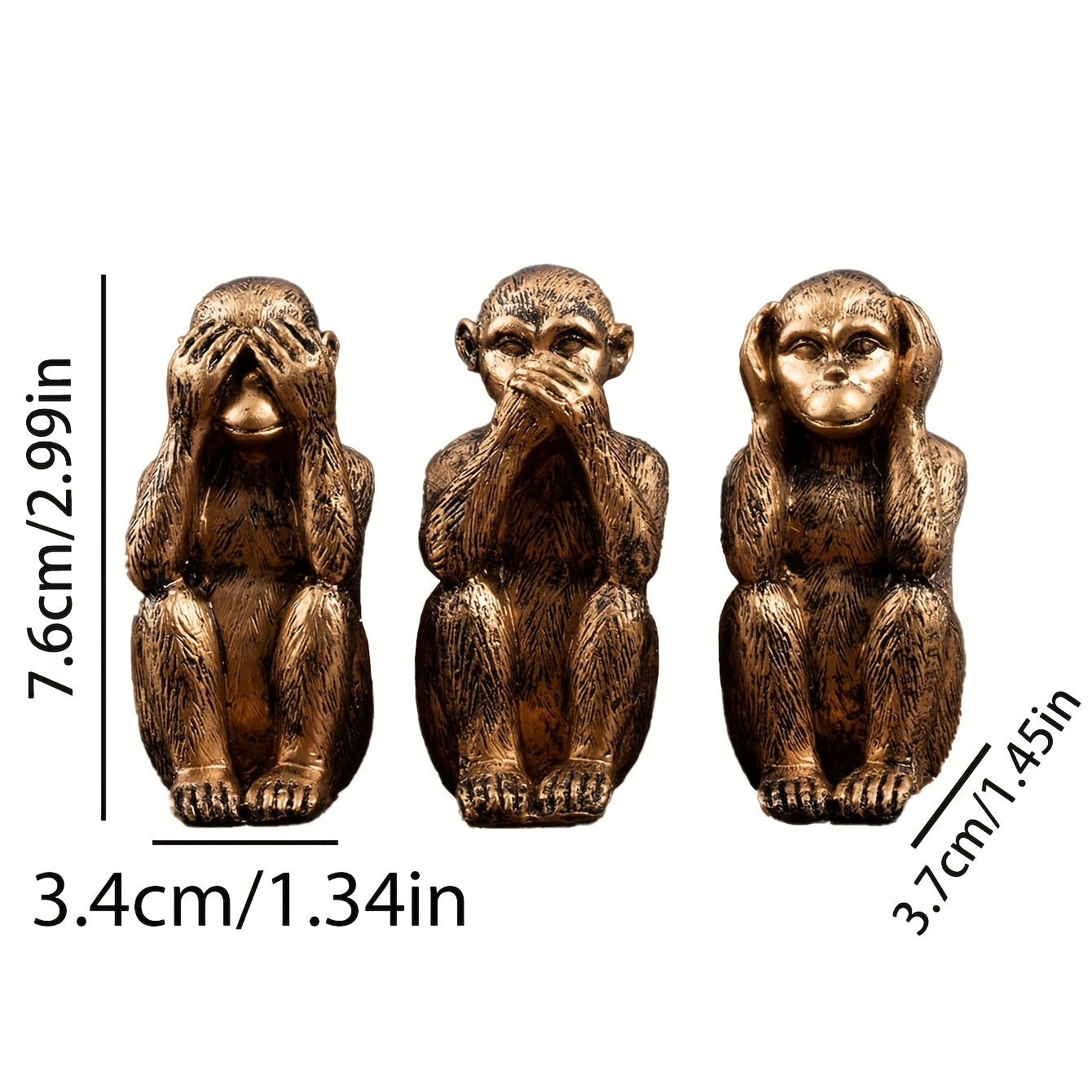 Tnessential Set Modern Resin Monkey Sculpture for 3D Decor
