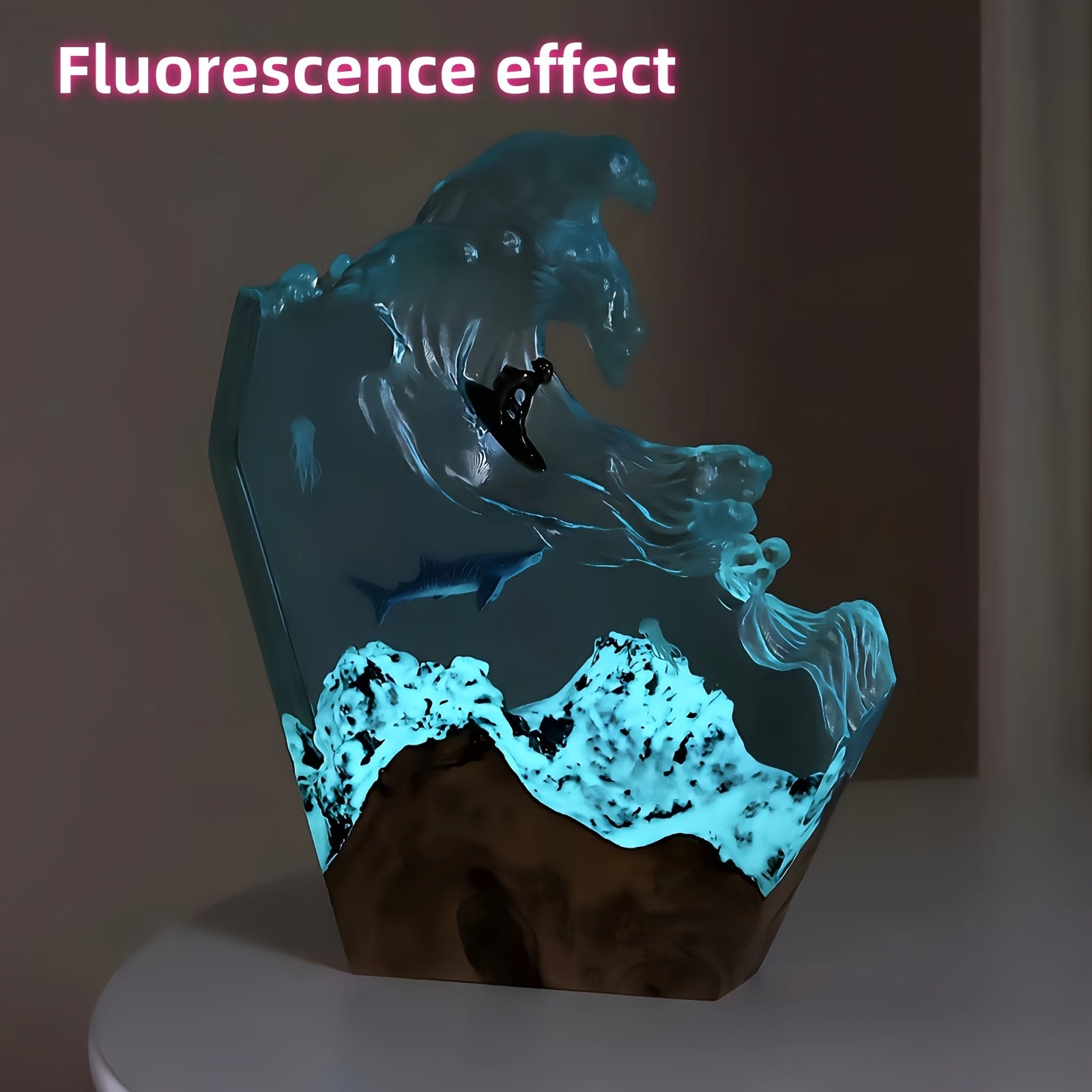Tnessential Handcrafted Surf Whale Resin Lighting Featuring a Dimmable 3D Decor