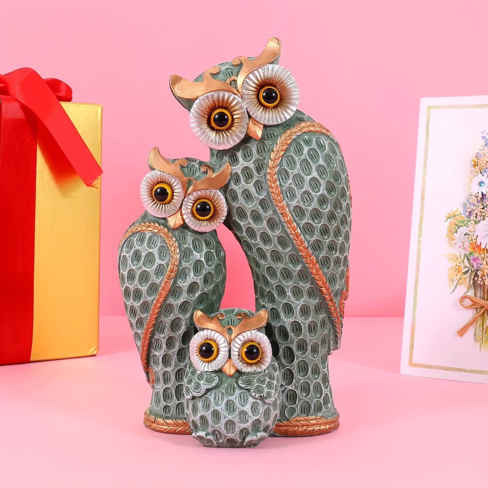 Tnessential Realistic Owl Family Figurine 3D Decor