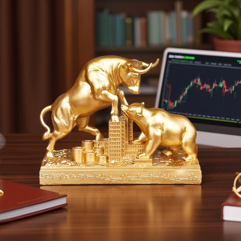 Tnessential Bull & Bear Wall Street Battle Statue 3D Decor