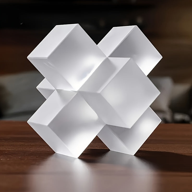 Tnessential Modern Minimalist Crystal Glass Geometric Statue 3D Decor