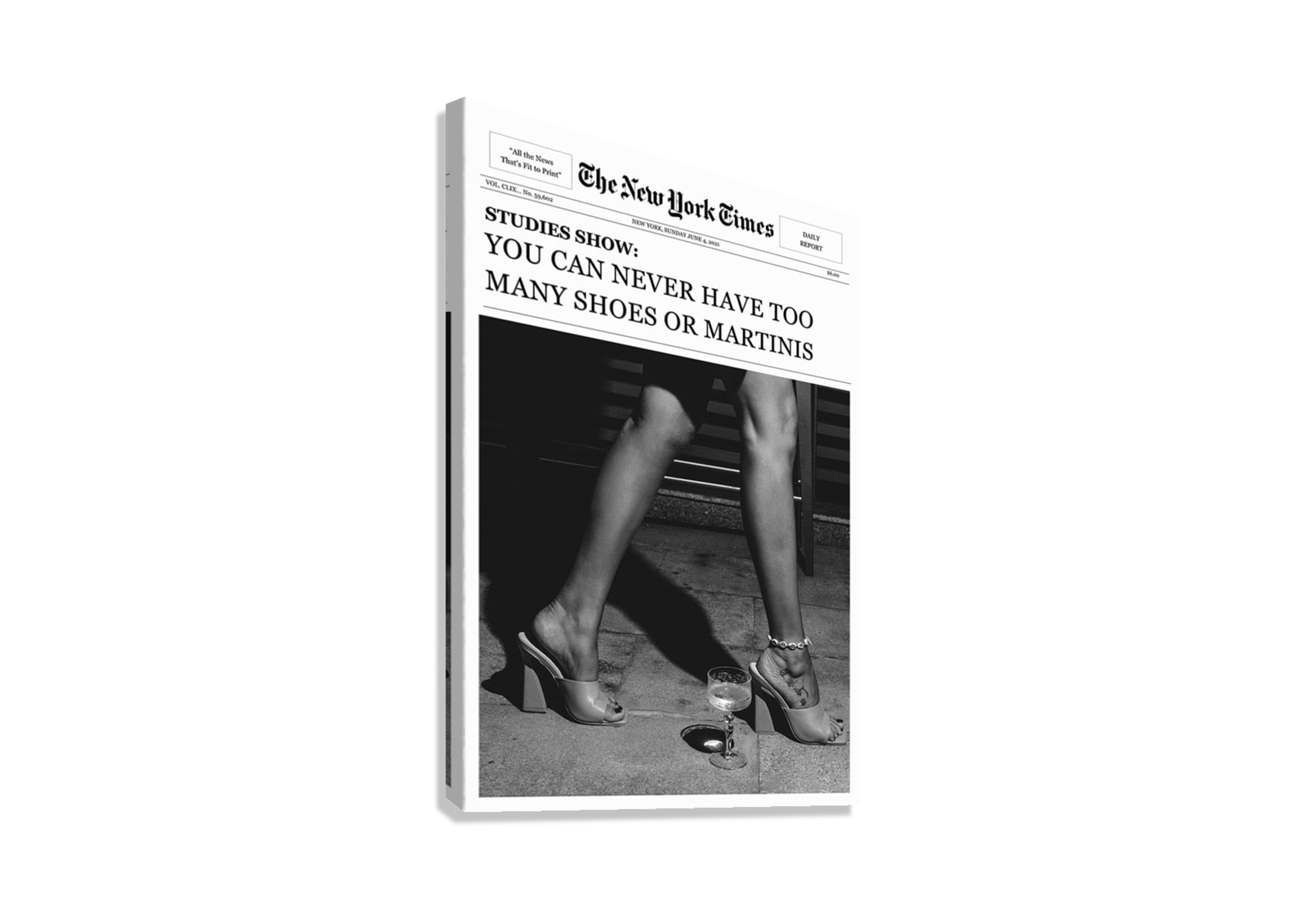 THE NEW YORK TIMES " YOU CAN NEVER HAVE TO MANY MARTINIS " CANVAS POSTER