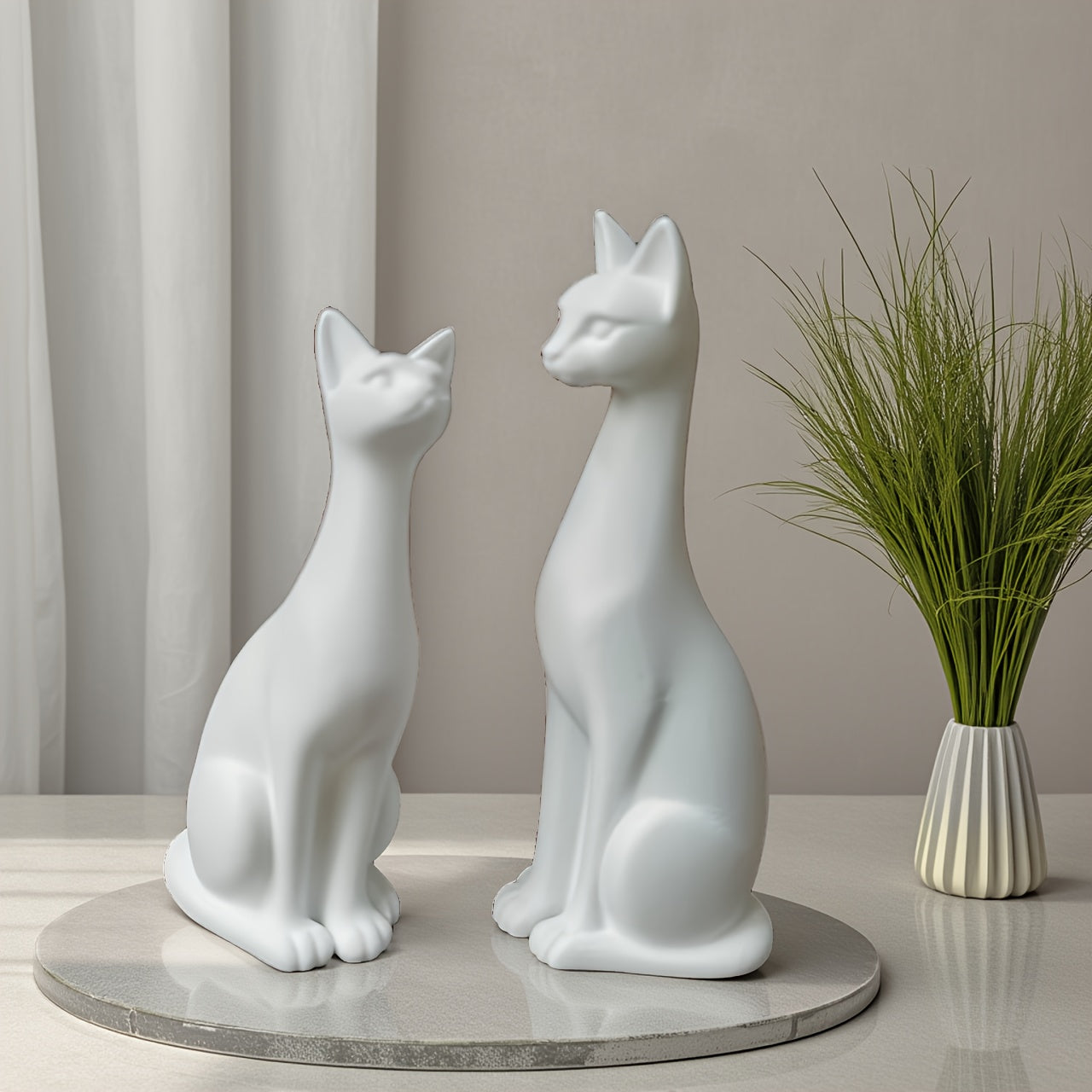 Tnessential Cat Statue Figurines 3D Decor