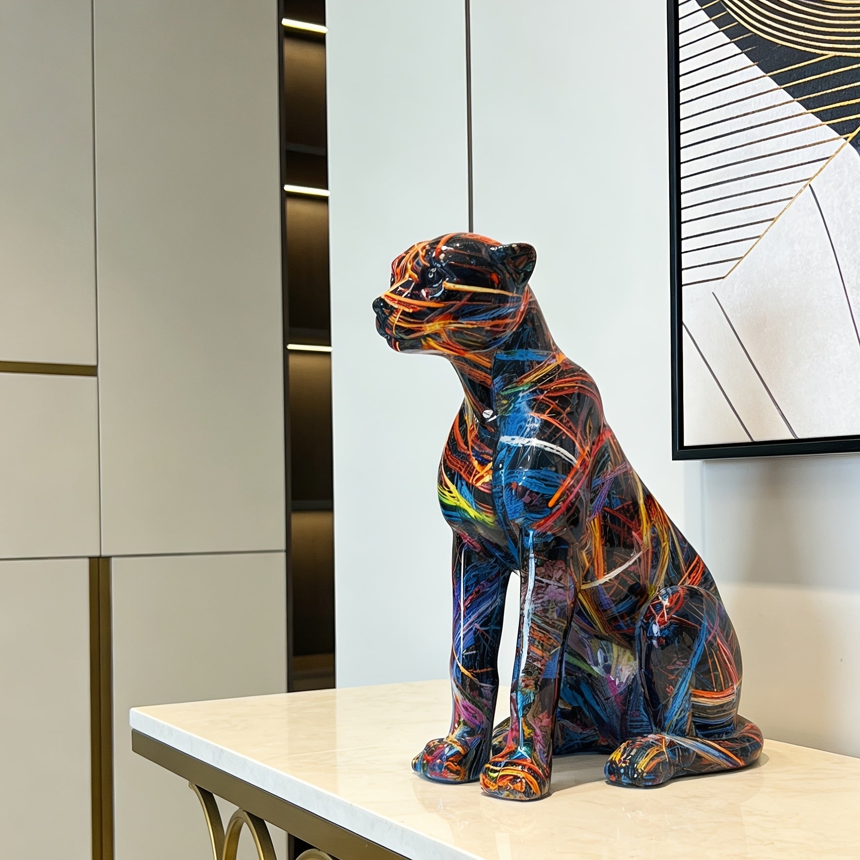 Tnessential Modern Black Panther Statue 3D Decor