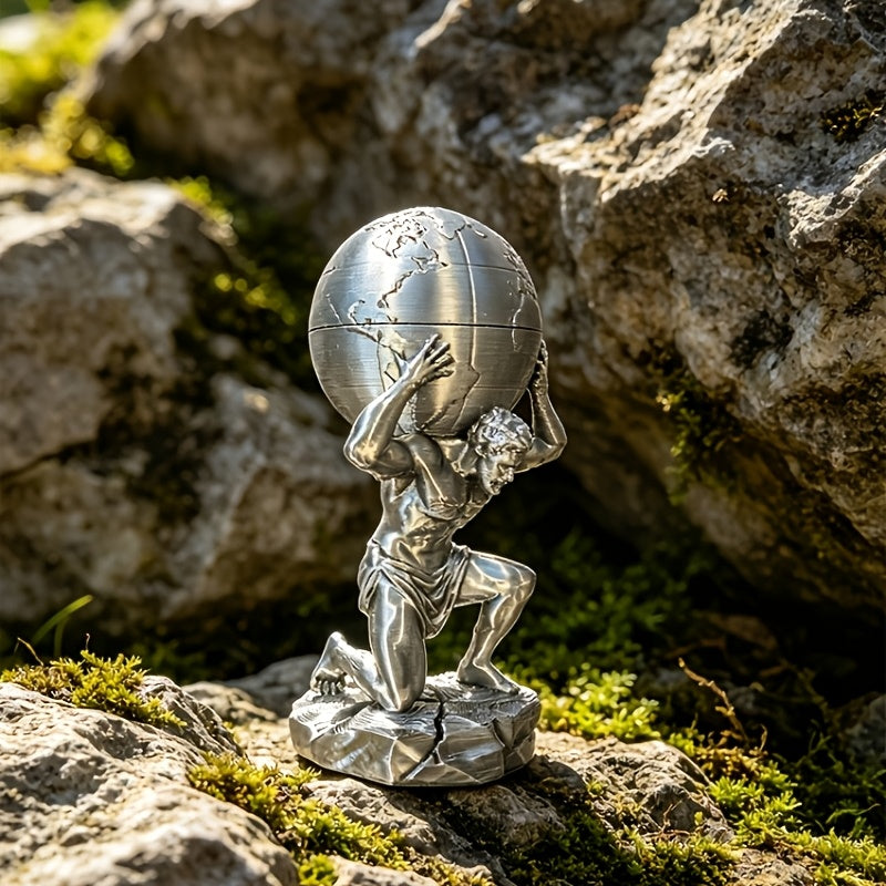 Tnessential Greek Mythology Atlas Titan Statue with Globe Storage Box 3D Decor