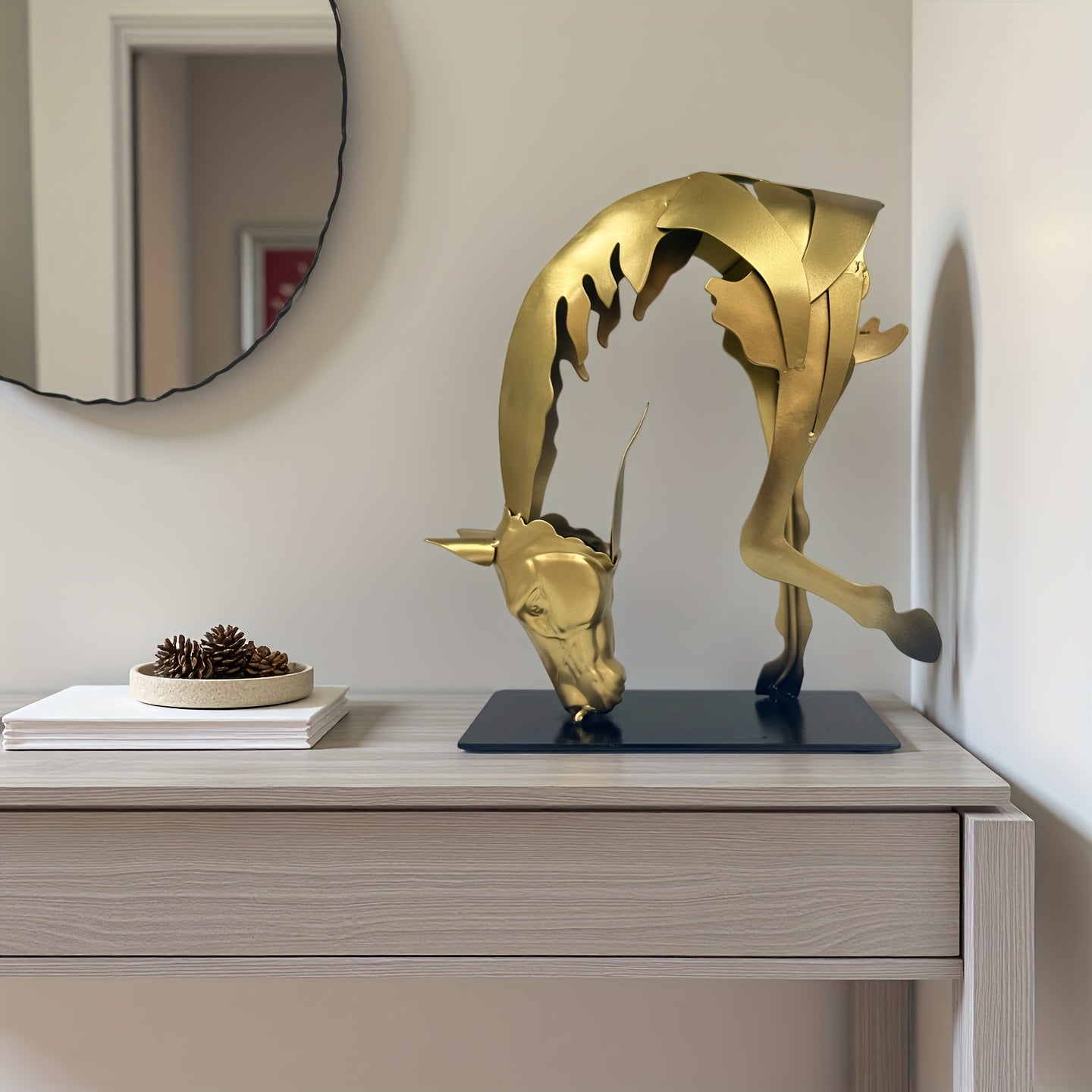 Tnessential Handcrafted Metal Horse Statue 3D Decor