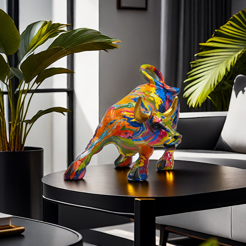 Tnessential Elegant & Powerful Resin Bull Ornament: Ideal Decor & Gift 3D Decor