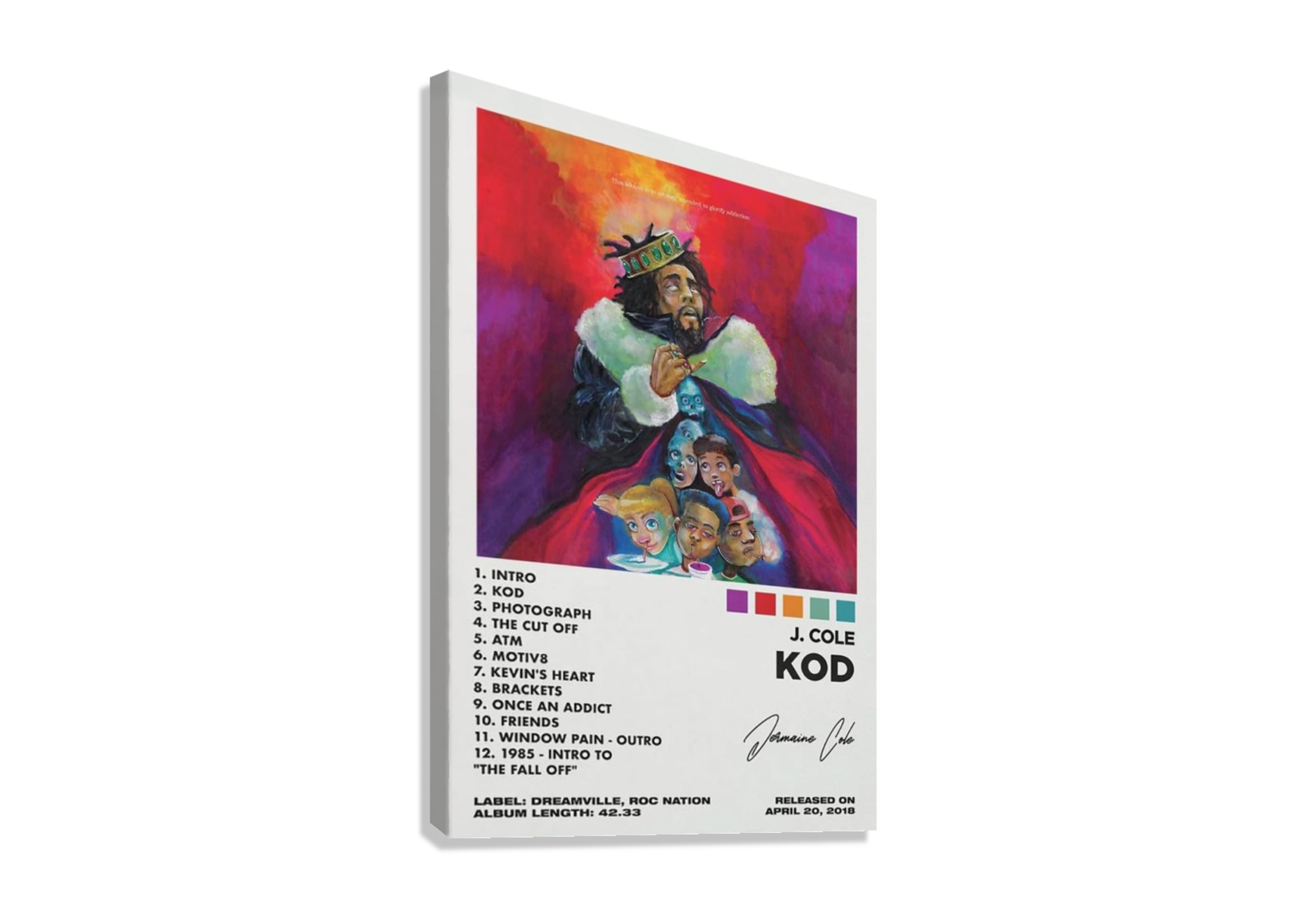 J COLE "KOD" ALBUM CANVAS POSTER