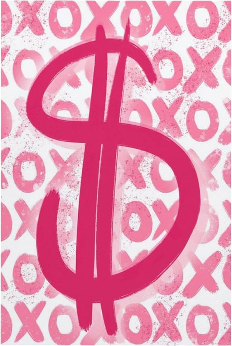 CUTE PINK DOLLAR SIGN CANVAS POSTER