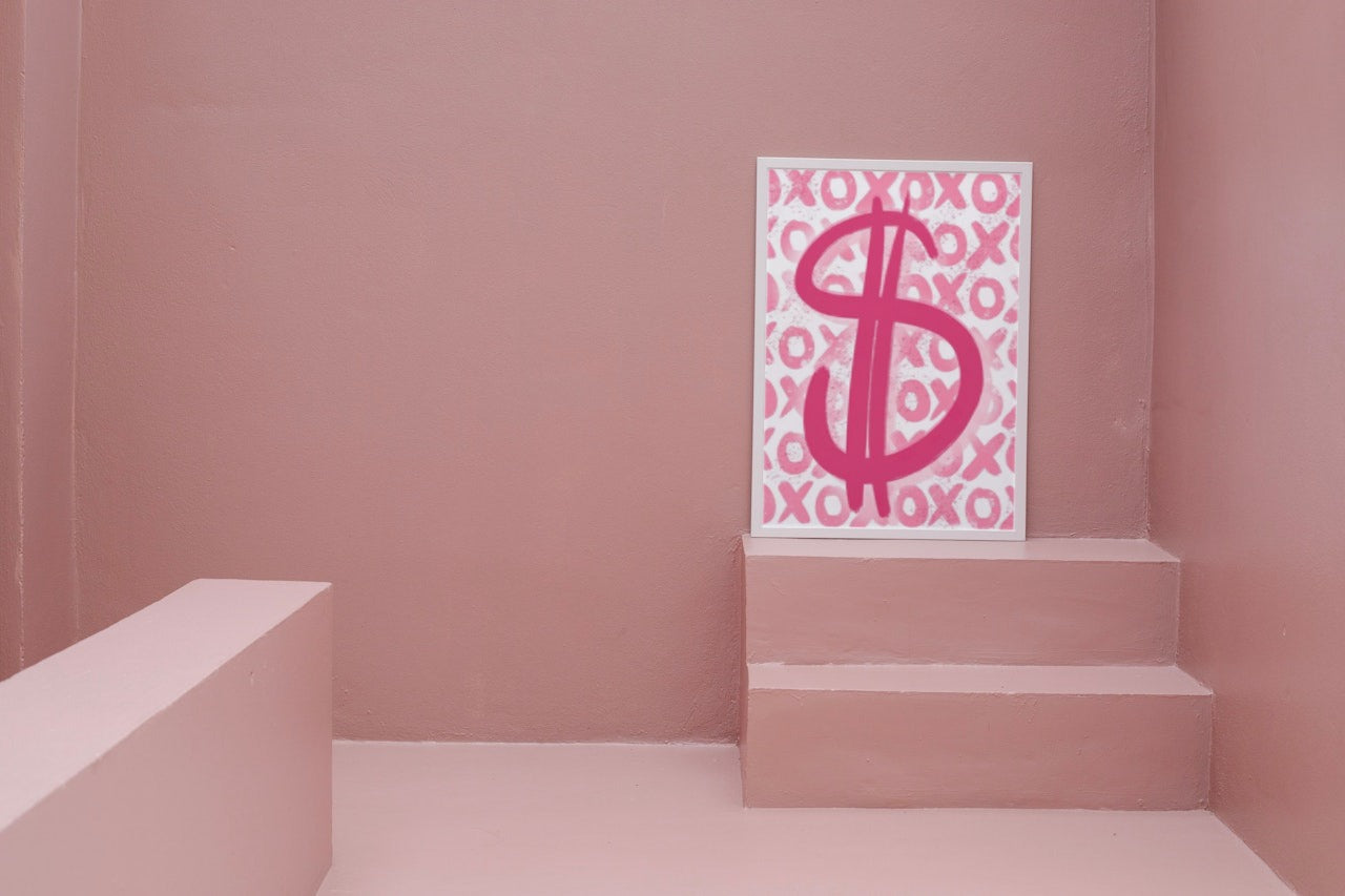 CUTE PINK DOLLAR SIGN CANVAS POSTER