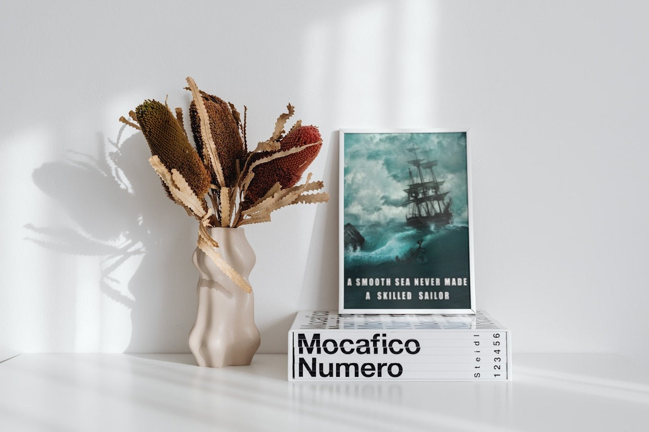 MOTIVATIONAL CANVAS POSTER " A SMOOTH SEA NEVER MADE A SKILLED SAILOR "