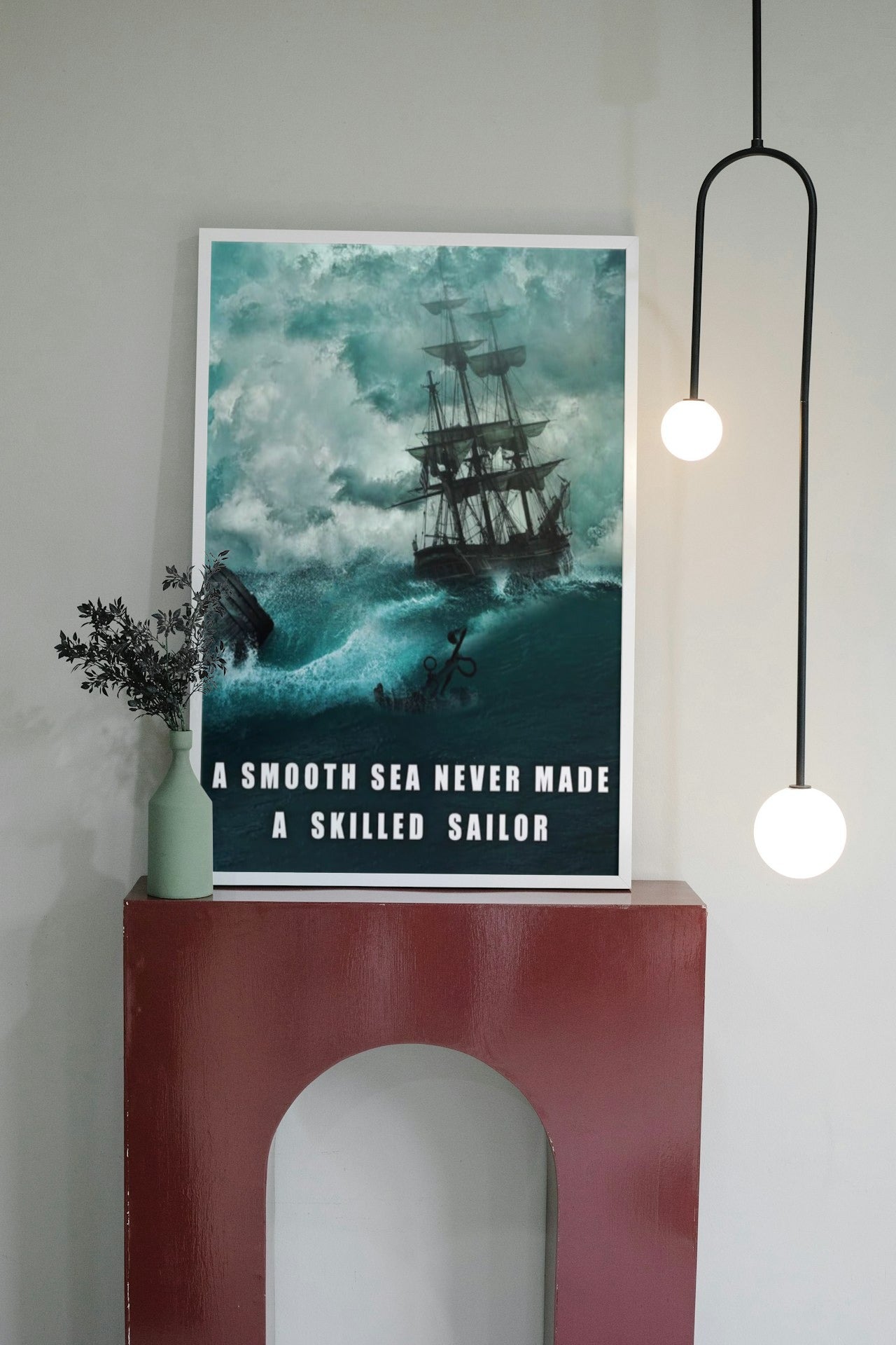 MOTIVATIONAL CANVAS POSTER " A SMOOTH SEA NEVER MADE A SKILLED SAILOR "