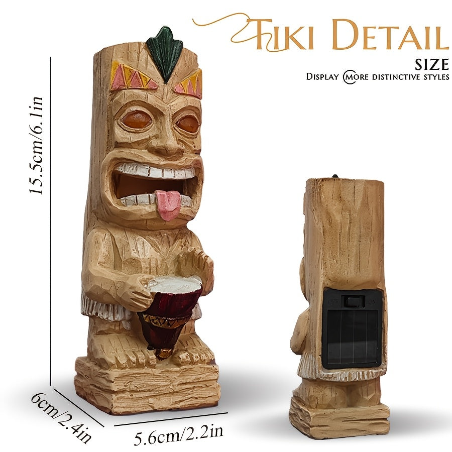 Tnessential Tiki Statue Solar Lights Outdoor Decoration 3D Decor