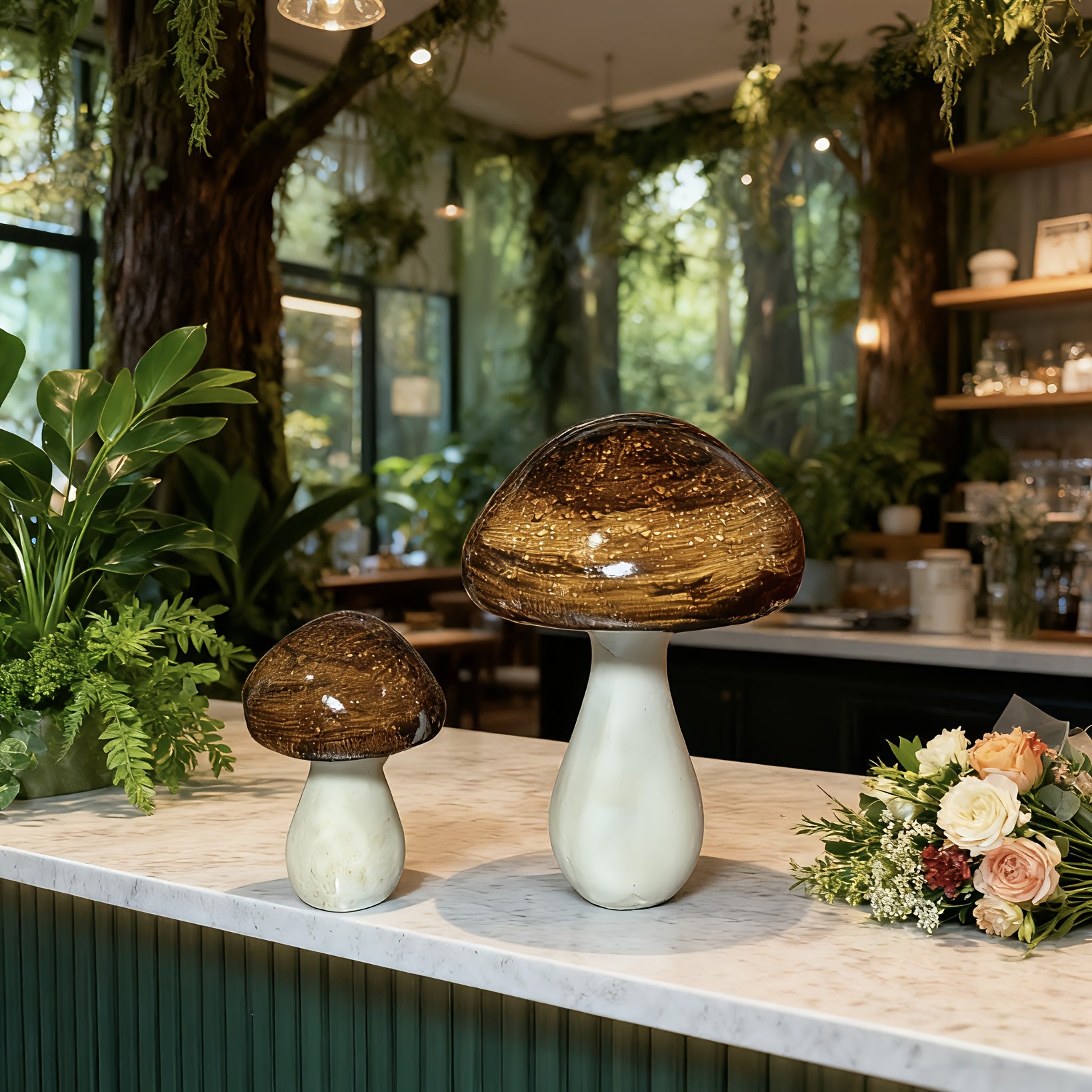 Tnessential Artificial Mushroom Resin Ornaments: Unique & Cute Design 3D Decor