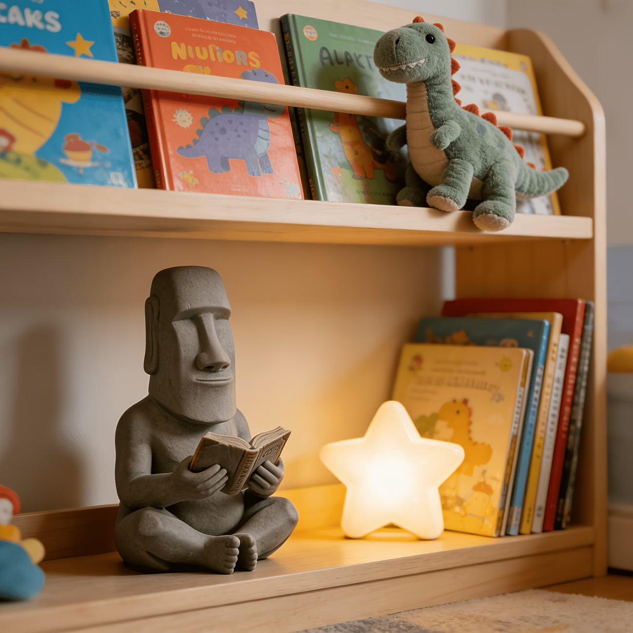 Tnessential Reading Moai Statue Ornament 3D Decor