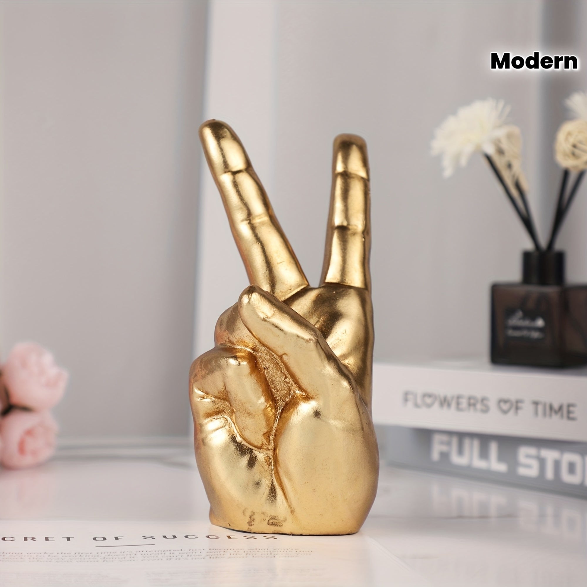 Tnessential Golden Abstract Hand Statue 3D Decor