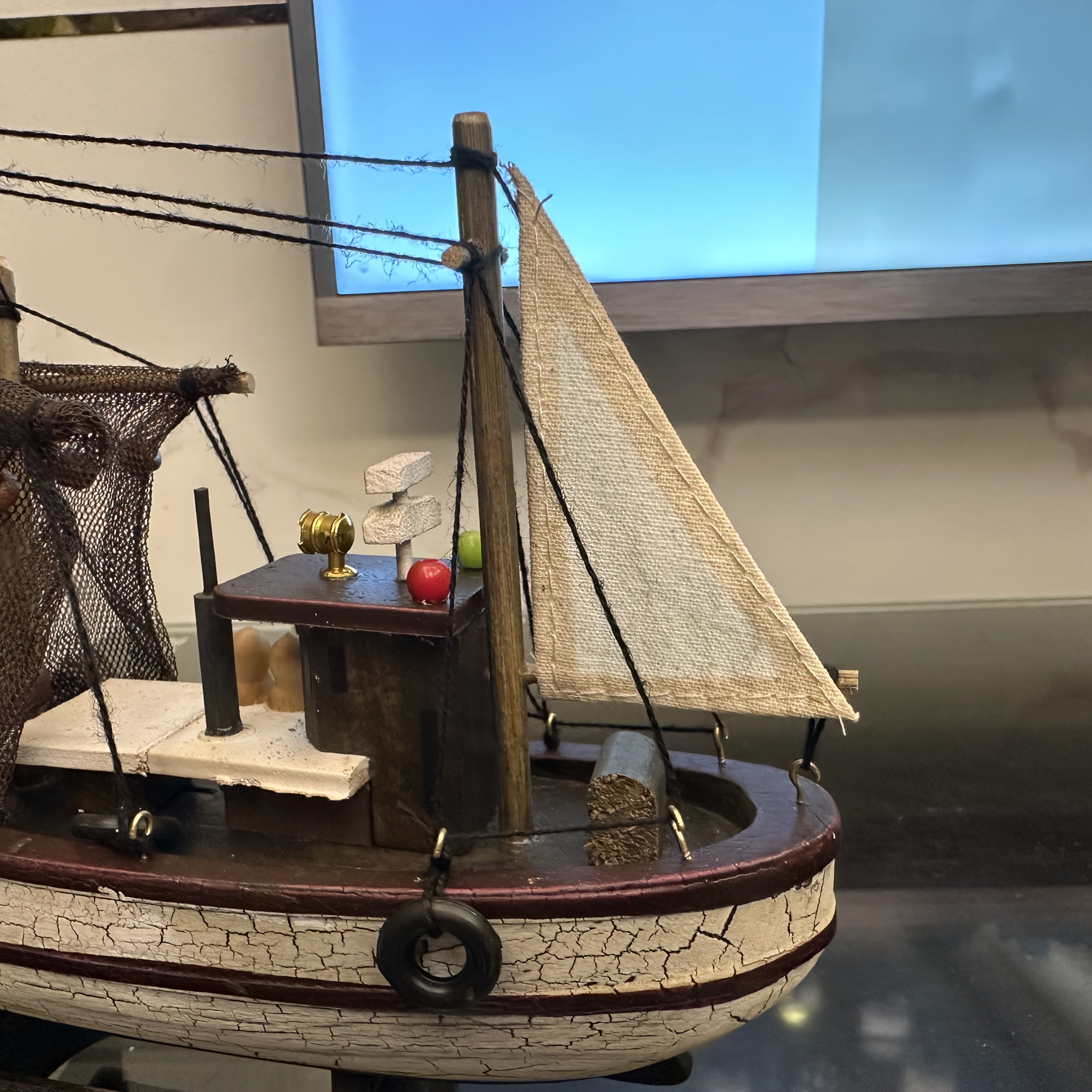 Tnessential Uniquely Designed and Finely Crafted Wooden Fishing Boat 3D Decor