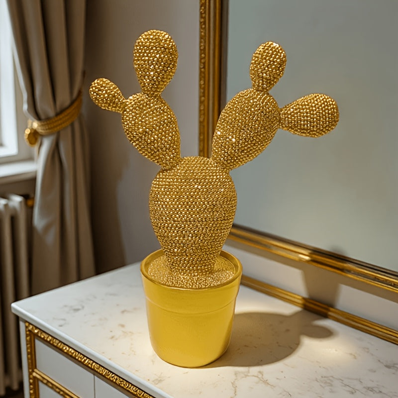 Tnessential Sparkly Green Cactus Statue 3D Decor