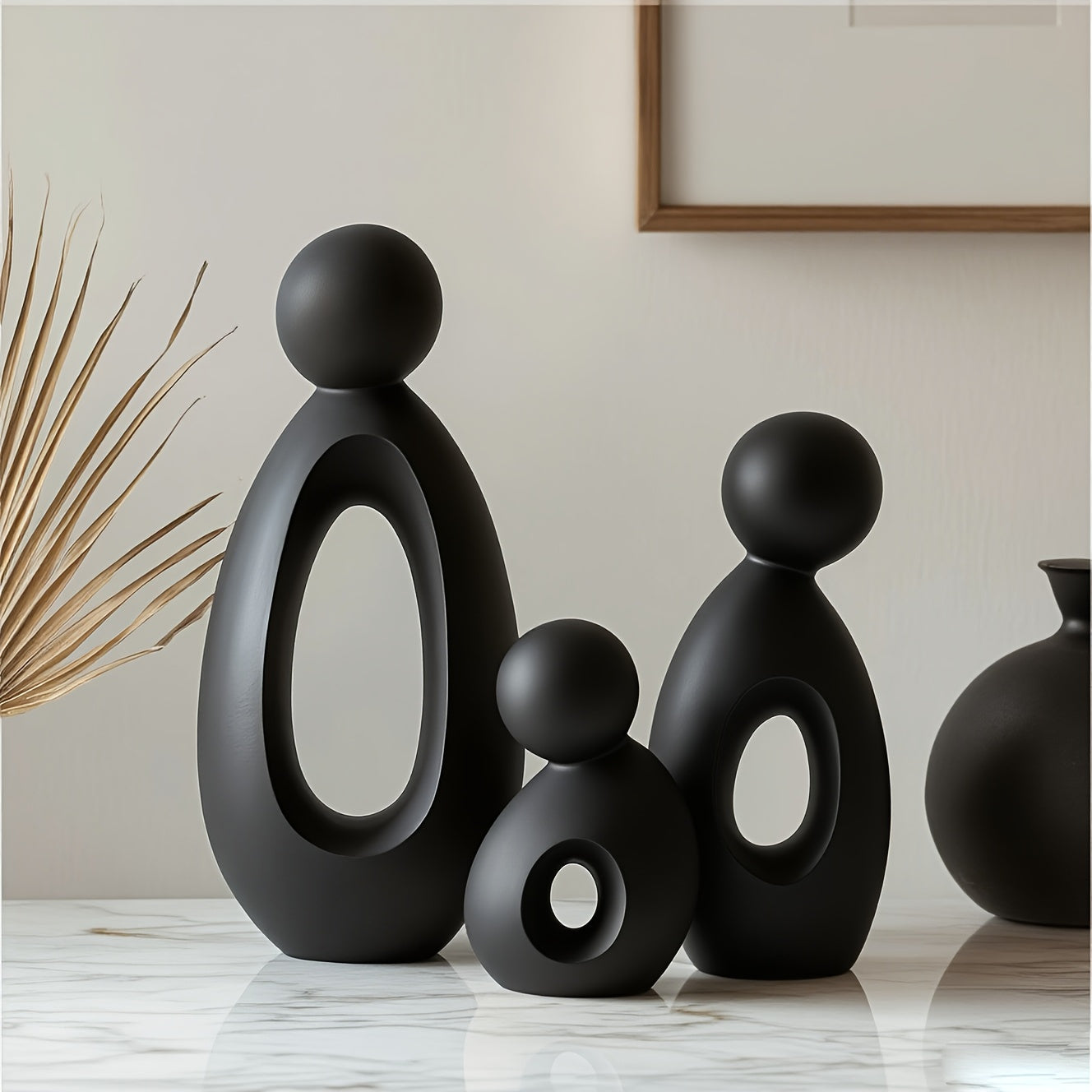 Tnessential Set of Minimalist-style Resin Ornaments Featuring Simple 3D Decor