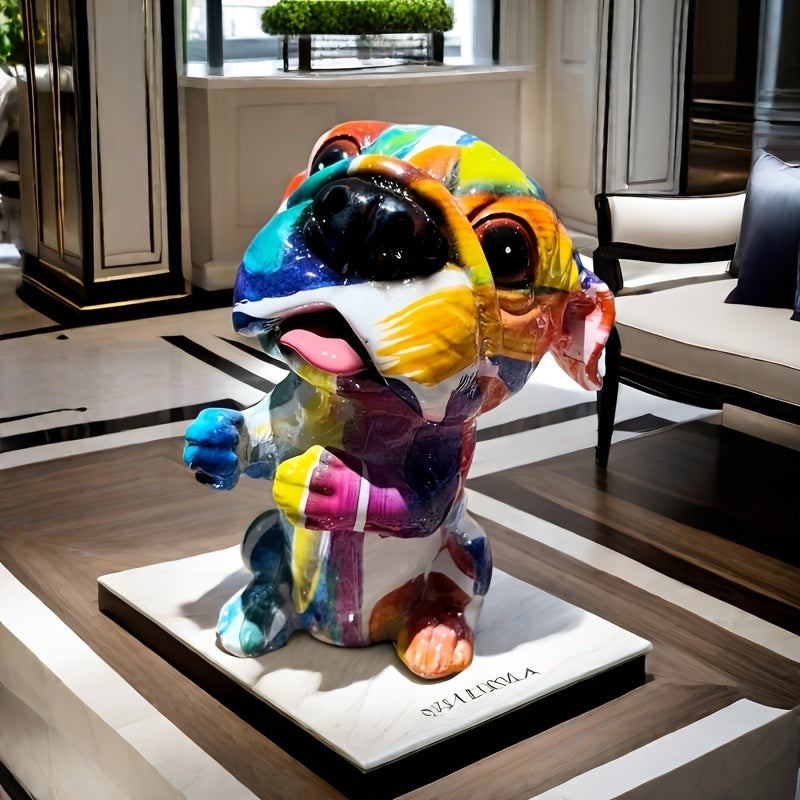 Tnessential Hand-painted Abstract Resin Dog 3D Decor
