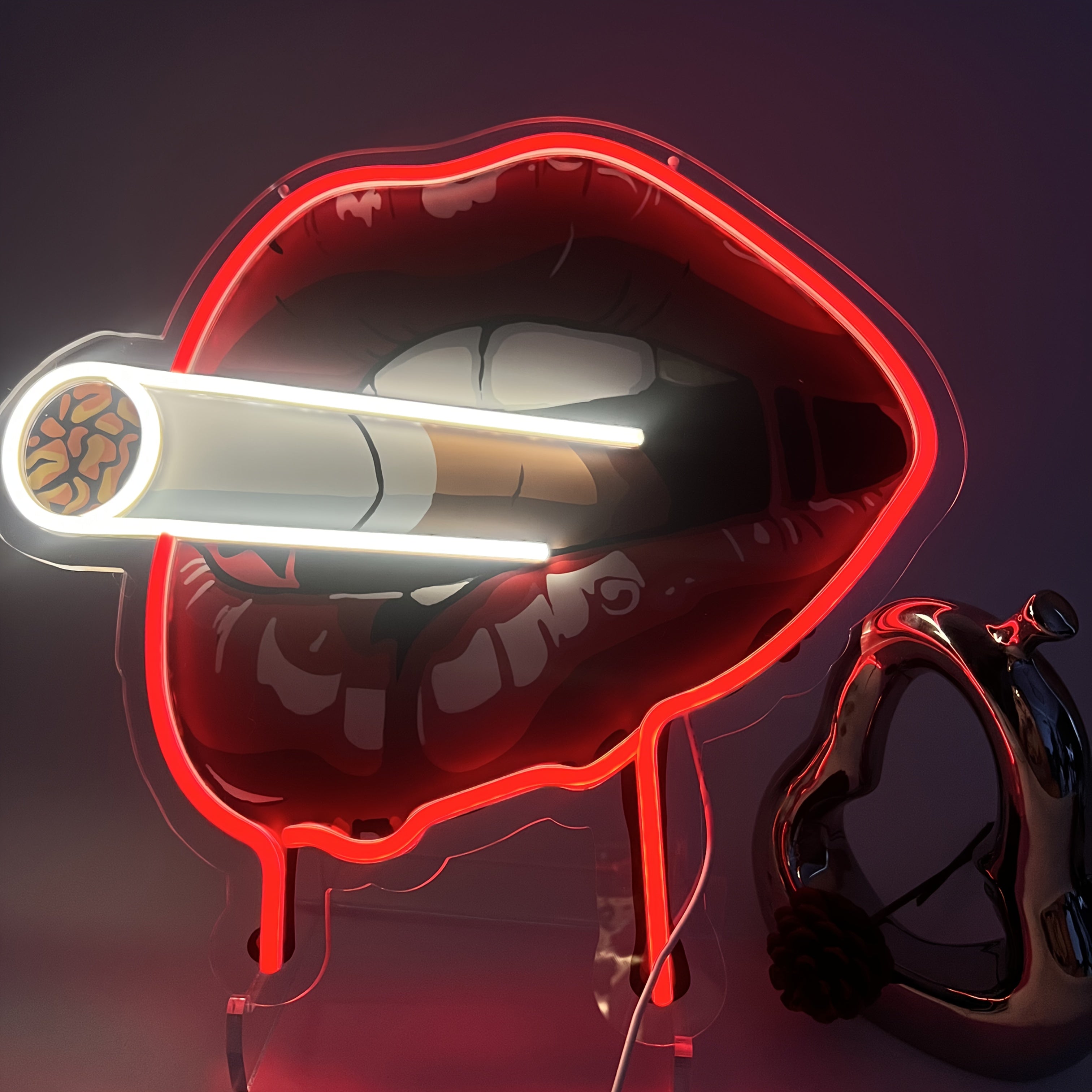 Tnessential Romantic Red Lips Neon Sign 3D Decor