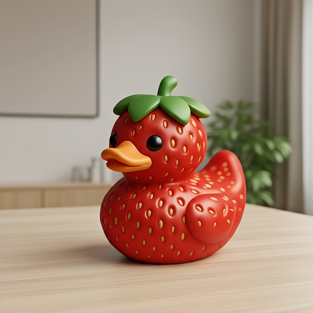 Tnessential Strawberry Banana Duck Decorative Statue 3D Decor