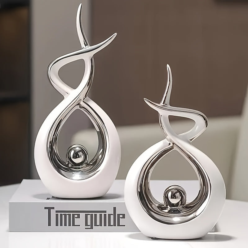 Tnessential Modern Flame Art Abstract Geometric Sculpture Set 3D Decor