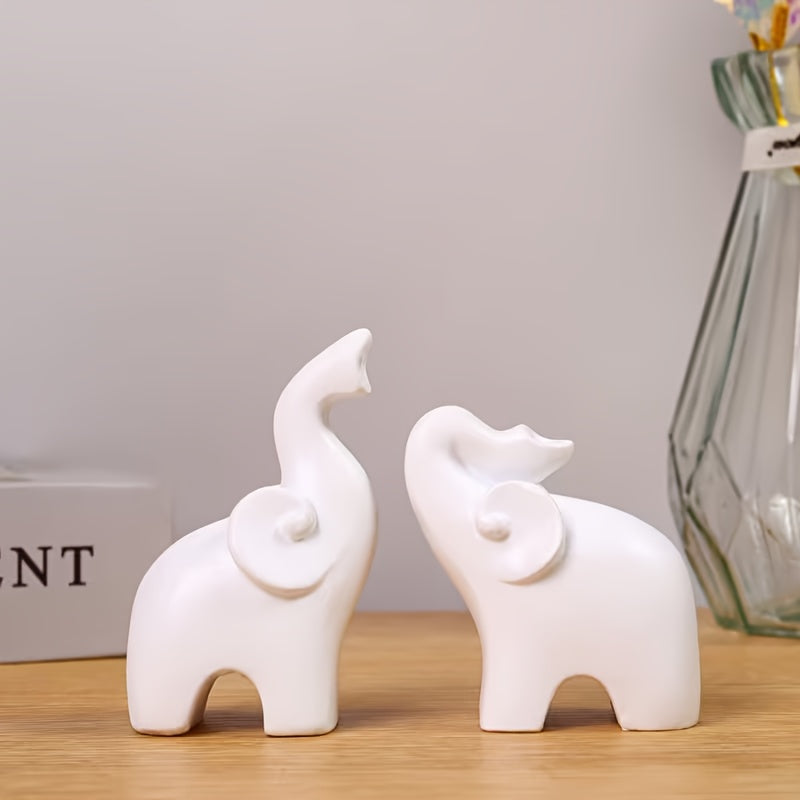 Tnessential Little White Elephant Modern Minimalist Resin Decorative 3D Decor