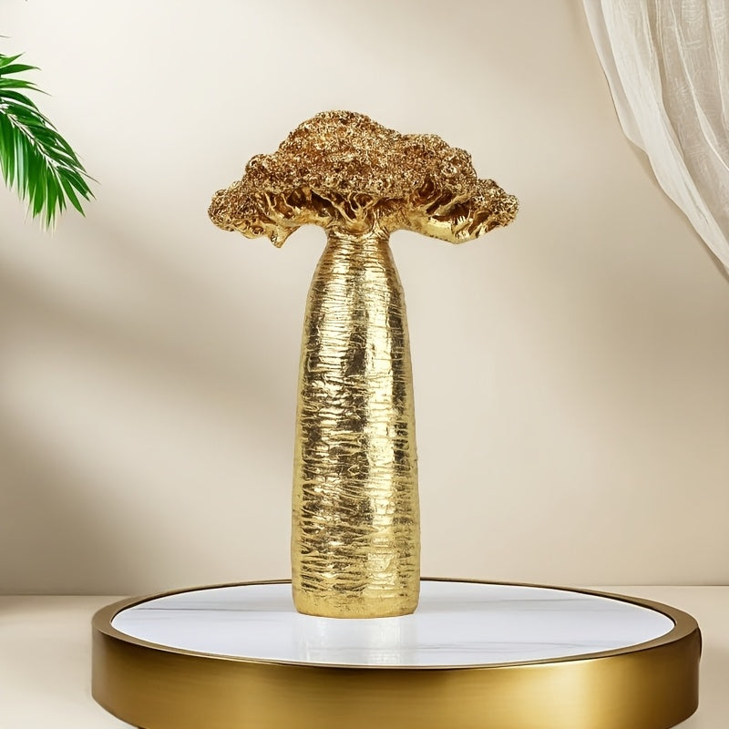 Tnessential Elegant Golden Baobab Tree Sculpture 3D Decor