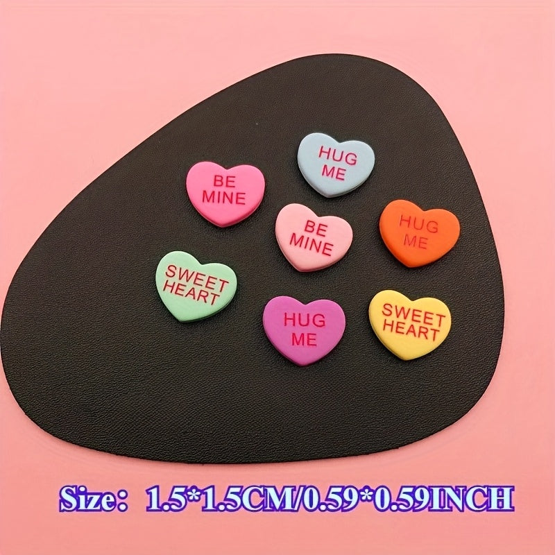 Tnessential U002f20pcs Resin New Pastel Hot Conversation Heart Shape 3D Decor