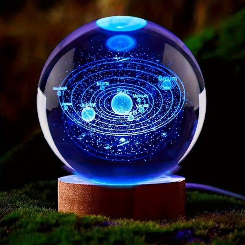 Tnessential D Laser-engraved Celestial Crystal Ball Night Light with 3D Decor