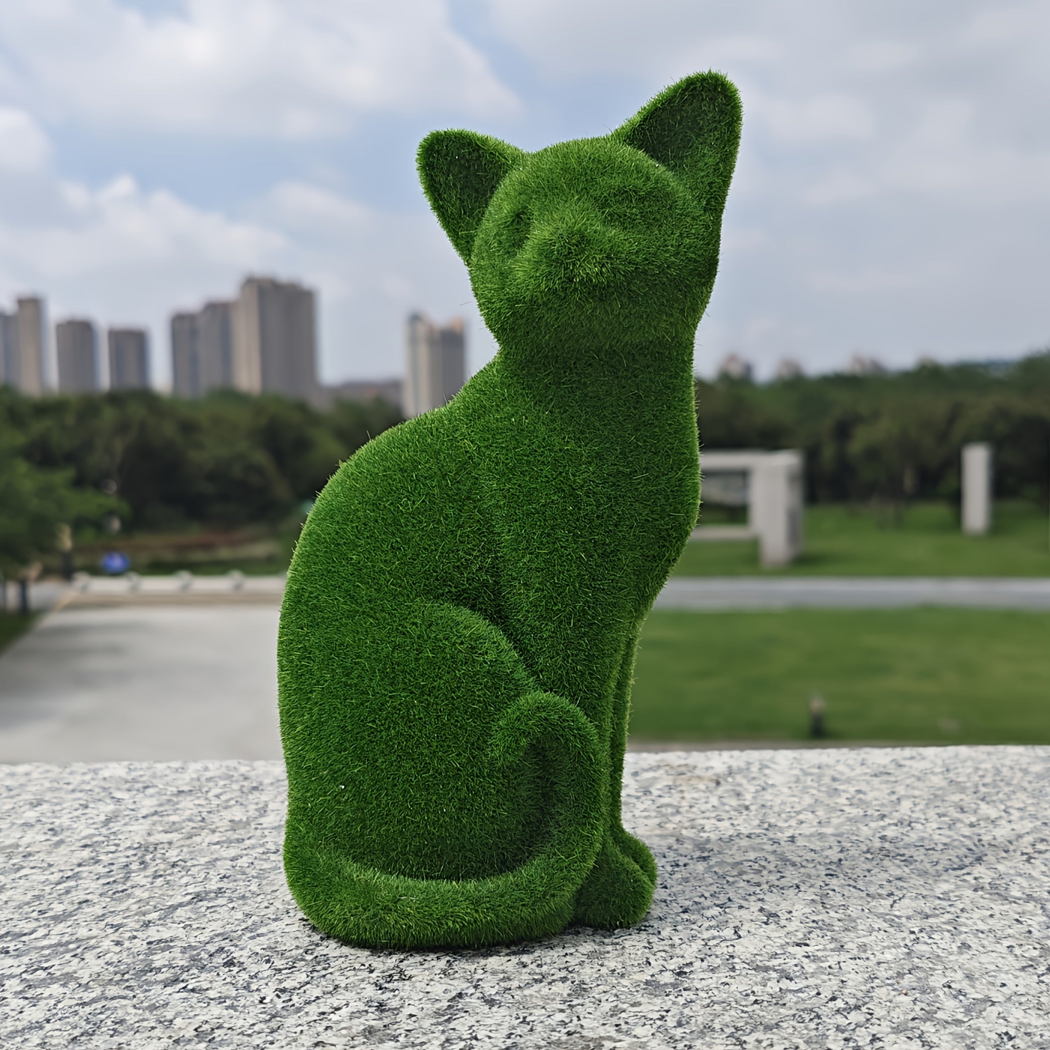 Tnessential Flocked Cat Resin Ornaments Decorate Garden Courtyard 3D Decor