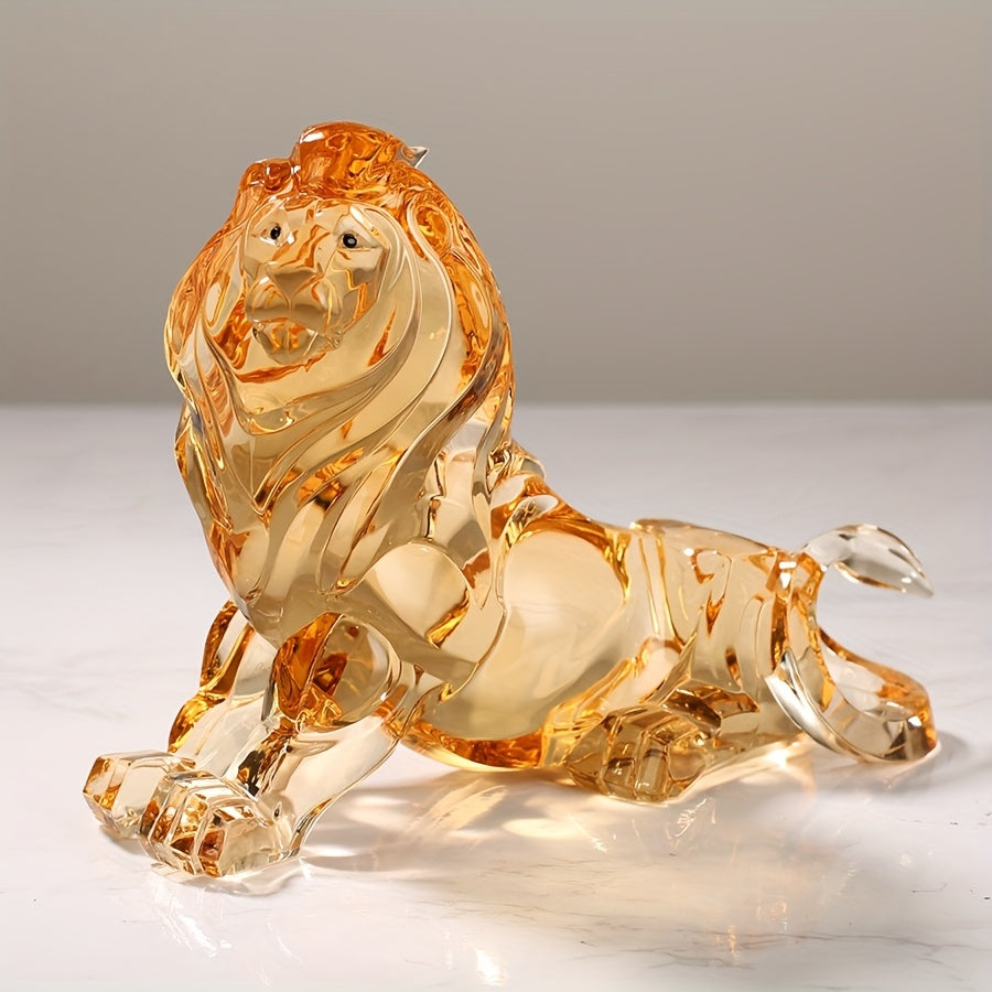 Tnessential D Flat 3D Creative Amber Lion Figurine Transparent 3D Decor