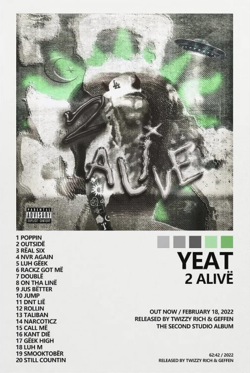 YEAT "2 ALIVE" CANVAS POSTER