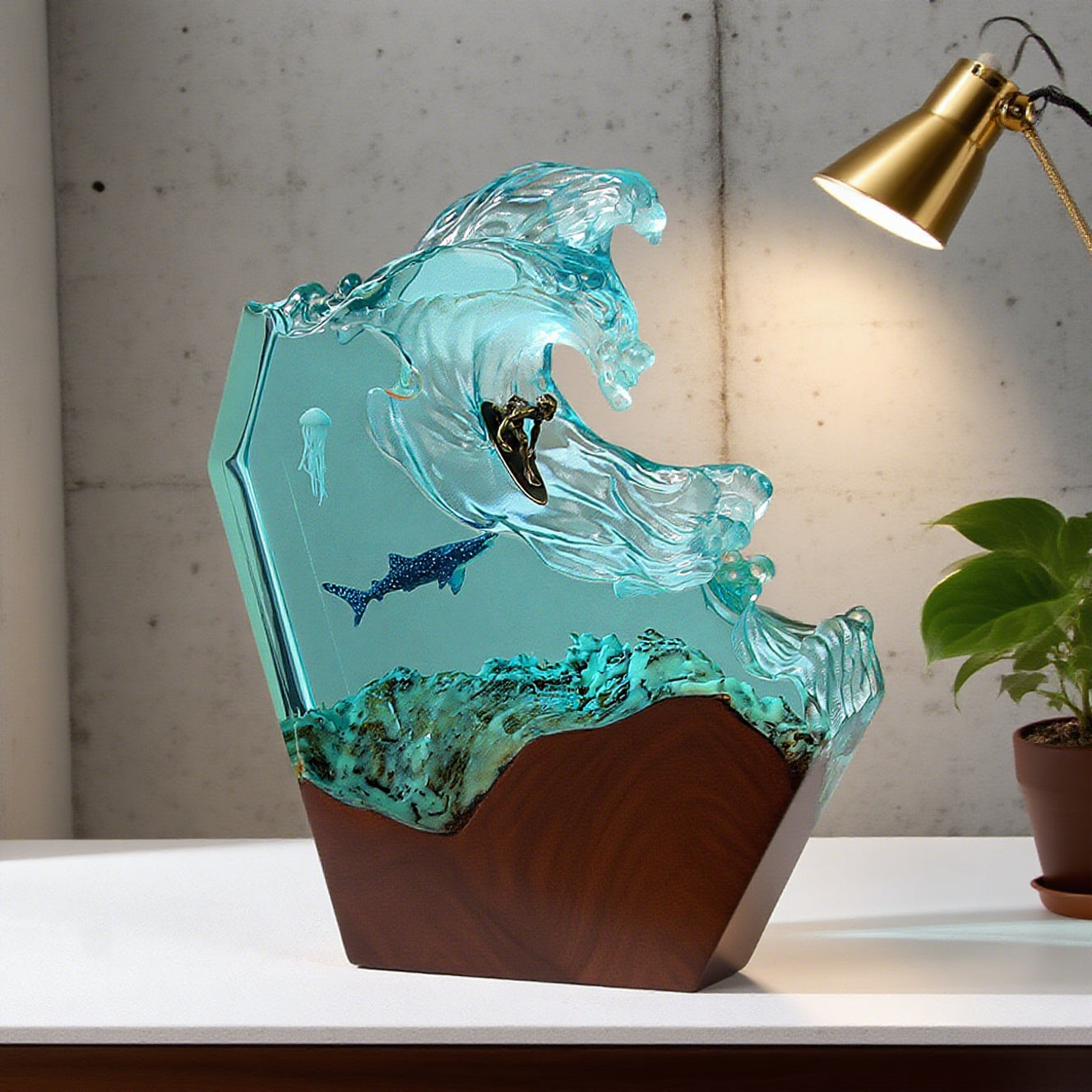 Tnessential Decoration Featuring a Whale Surfing 3D Decor