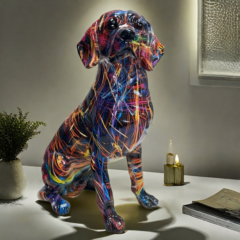 Tnessential Creative Colorful Labrador Statue Resin Craft Decoration 3D Decor