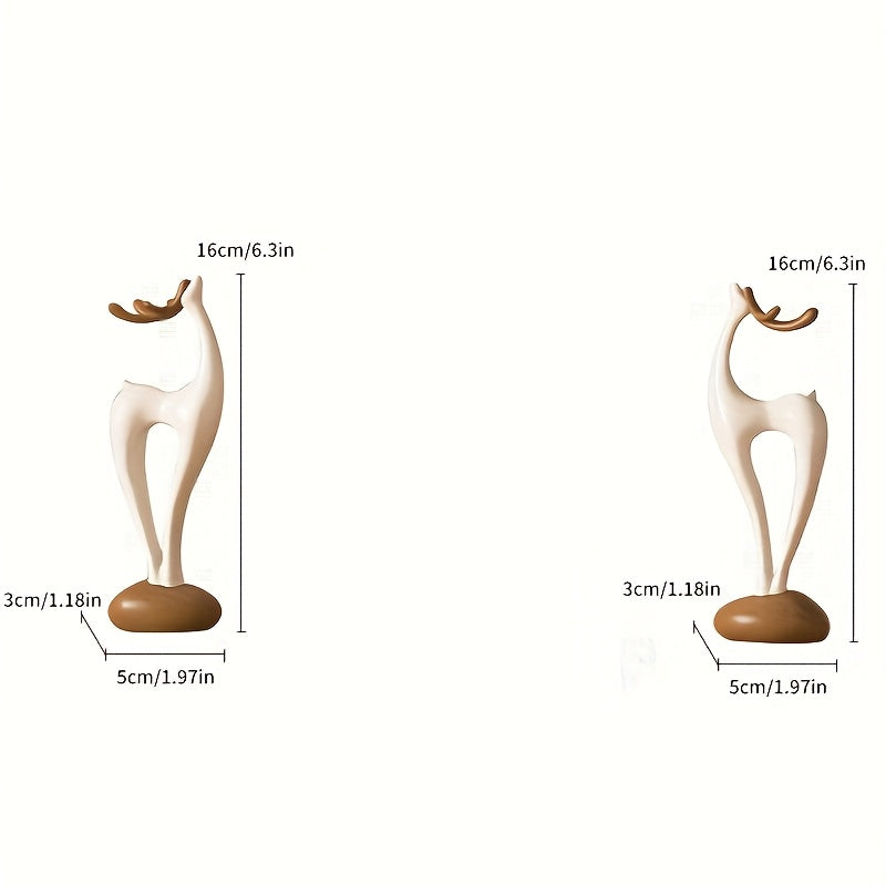 Tnessential Pair of Resin Deer Sculptures 3D Decor