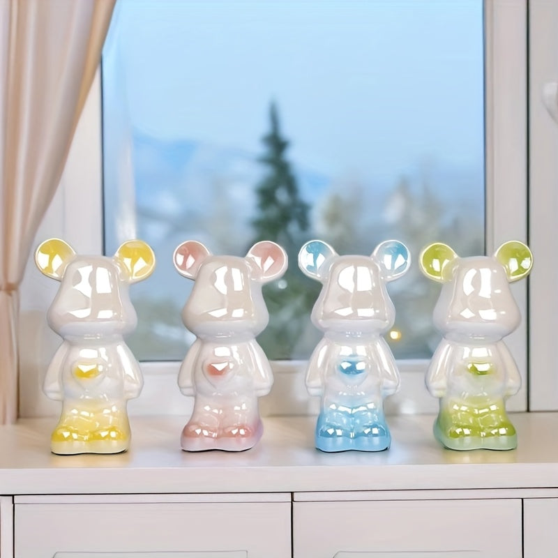 Tnessential Violent Bear Modern Minimalist Electroplated Ceramic Heart 3D Decor