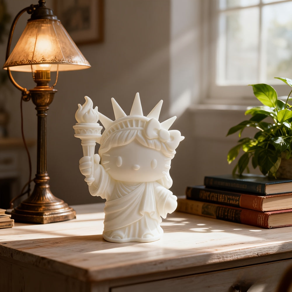 Tnessential Cat Statue of Liberty Figurine Creative Cartoon 3D Decor