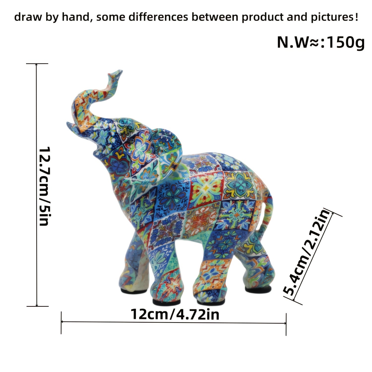 Tnessential Elephant Ornament Resin Wealth Guardian Entrance Office 3D Decor