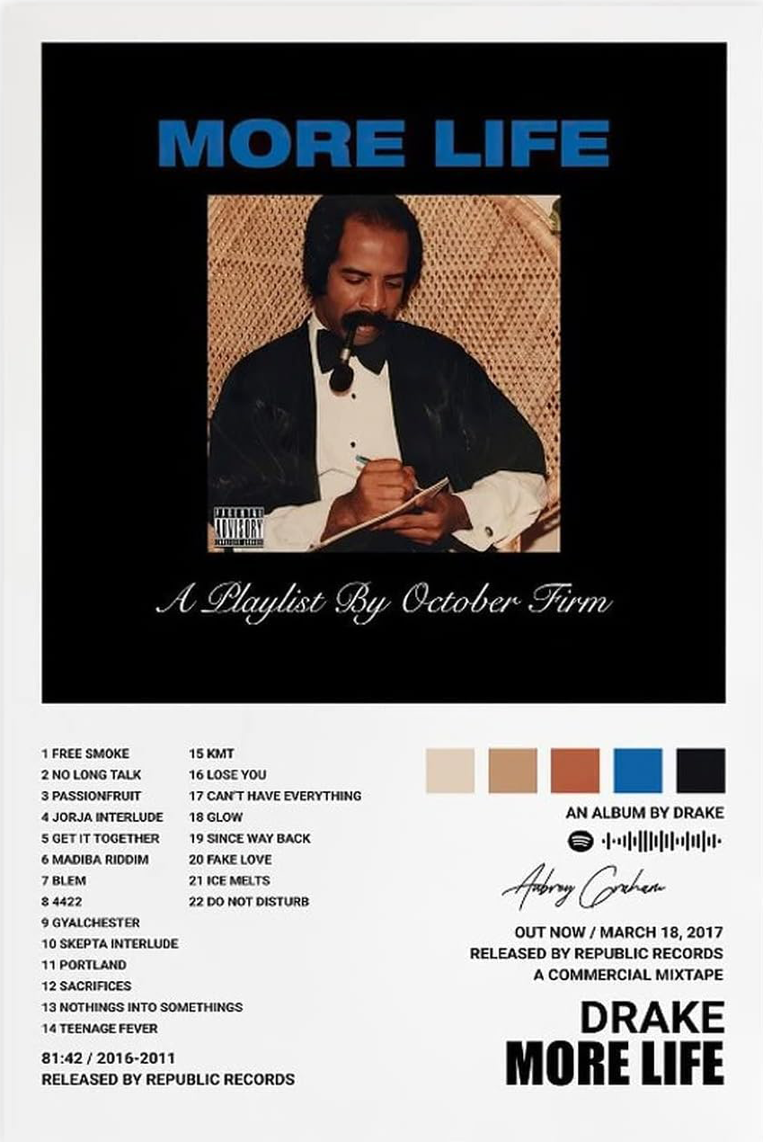 DRAKE " MORE LIFE " CANVAS POSTER