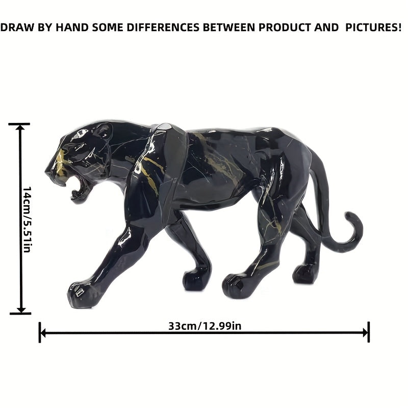 Tnessential Creative Black and Golden Cheetah Resin Statue 3D Decor