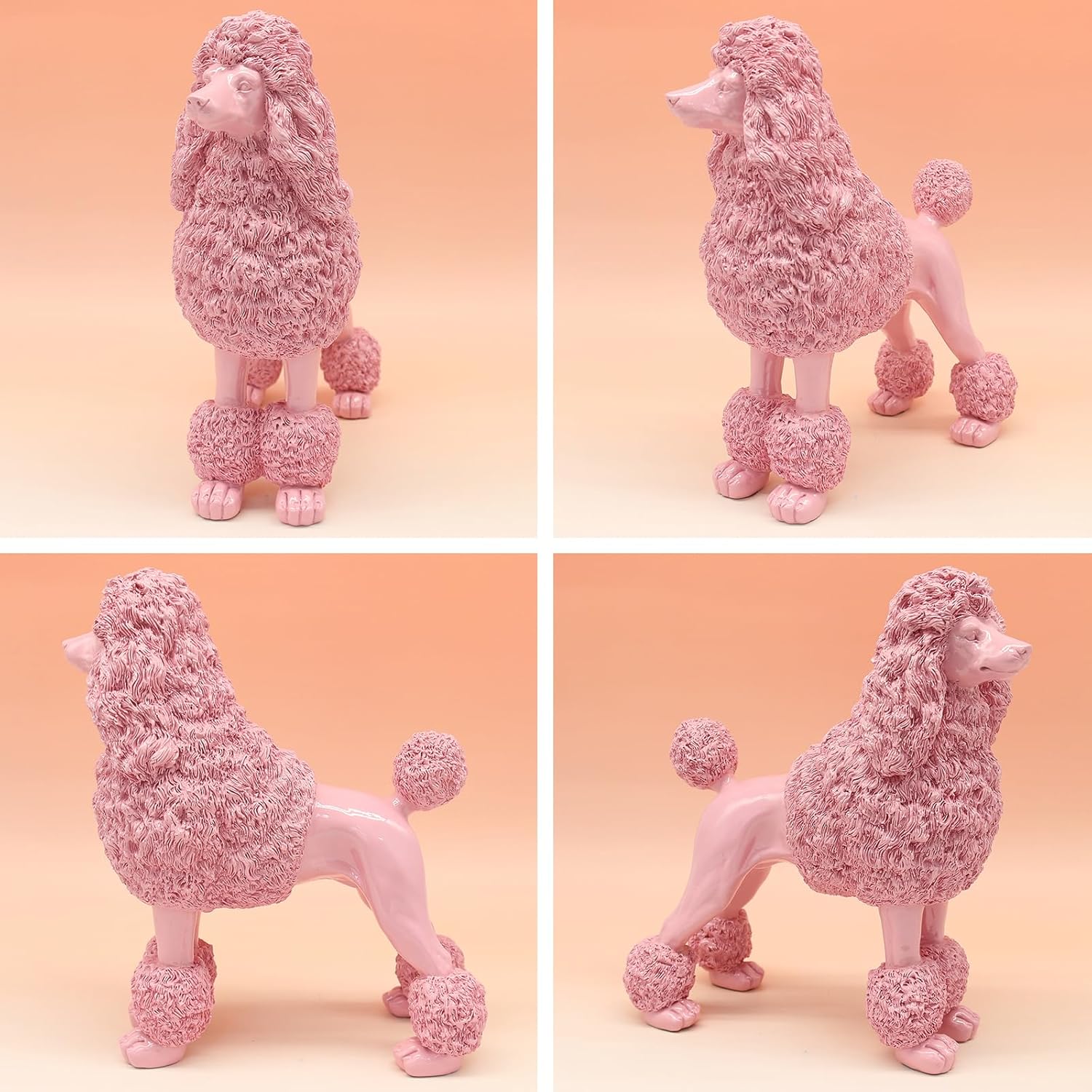 Tnessential Decorative Sculpture of a Pink Poodle 3D Decor
